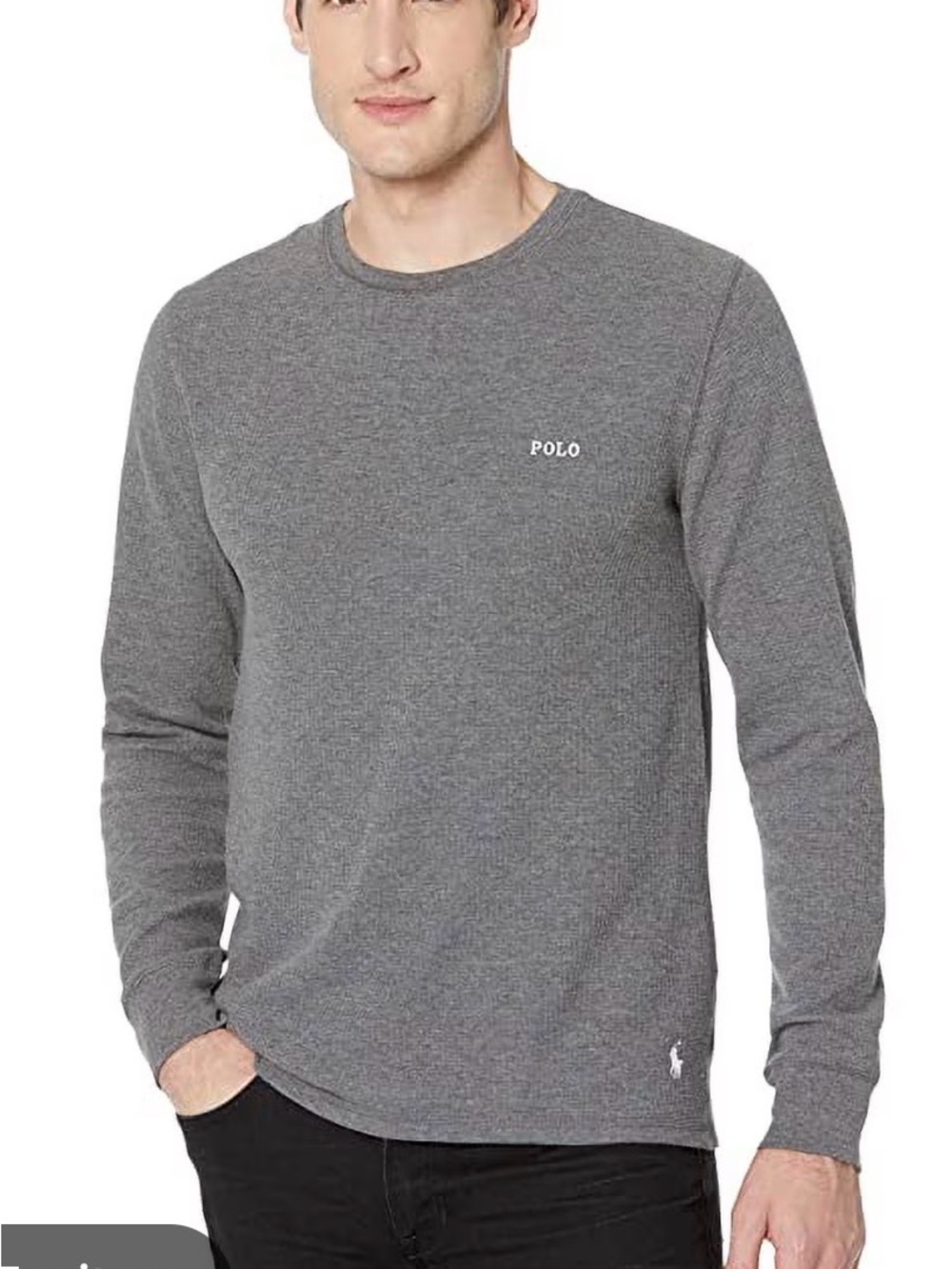 Polo Ralph Lauren Men’s Gray Waffle Knit Crewneck Logo Pullover Sweater Size L